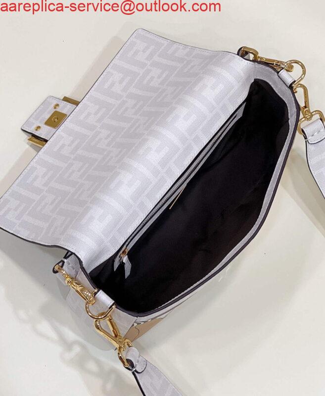 Replica Fendi 8BR600 Baguette FF White Glazed Fabric Bag With Inlay 8