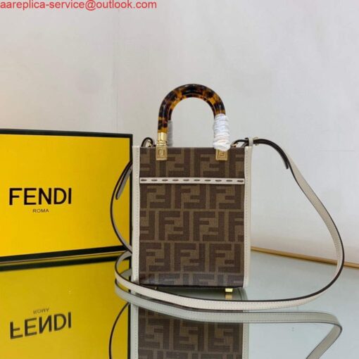 Replica Fendi 8BS051 Mini Sunshine Brown FF printed fabric mini bag