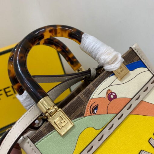 Replica Fendi 8BS051 Mini Sunshine Brown FF printed fabric mini bag 3