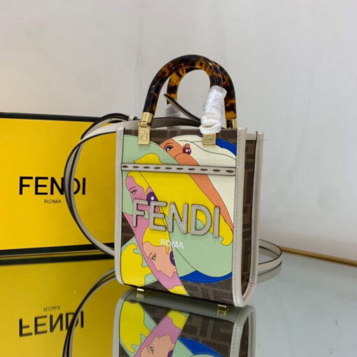 Replica Fendi 8BS051 Mini Sunshine Brown FF printed fabric mini bag 4