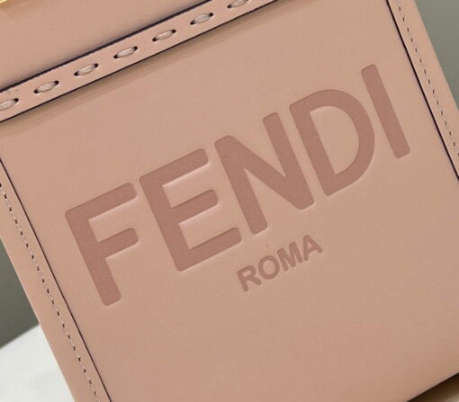 Replica Fendi 8BS051 Mini Sunshine Pink laminated leather shopper 4