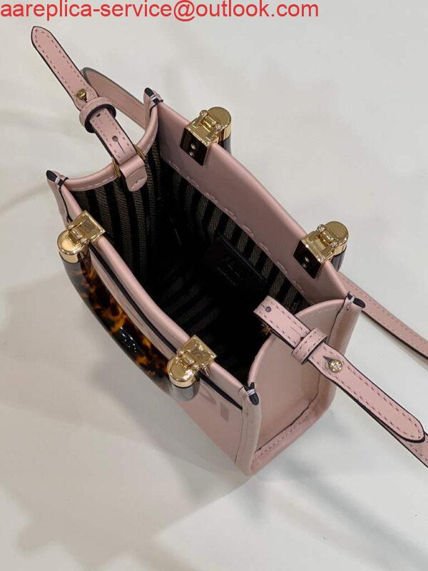 Replica Fendi 8BS051 Mini Sunshine Pink laminated leather shopper 8