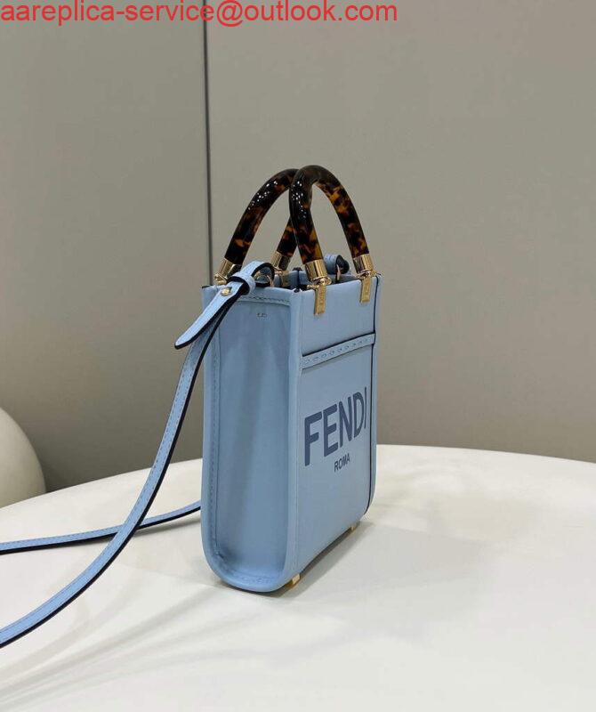 Replica Fendi 8BS051 Mini Sunshine Blue laminated leather shopper 2