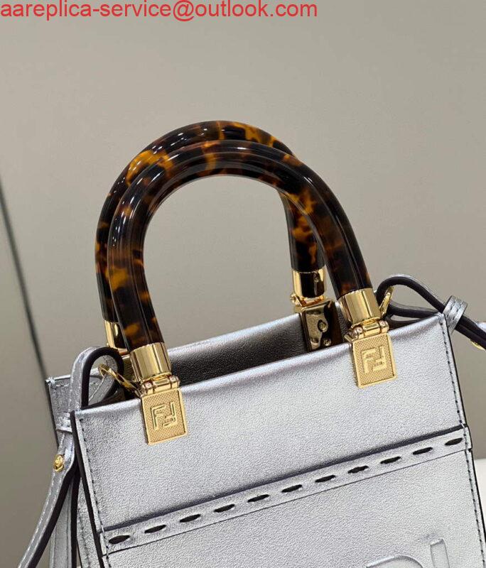 Replica Fendi 8BS051 Mini Sunshine Silver laminated leather shopper 3