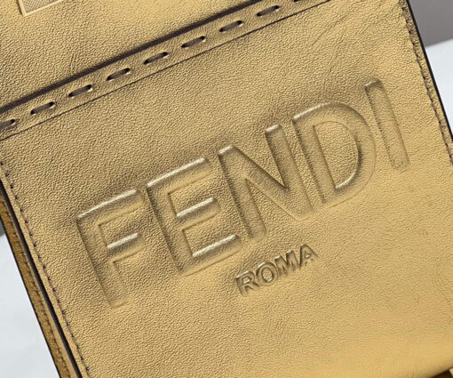 Replica Fendi 8BS051 Mini Sunshine Gold laminated leather shopper 5