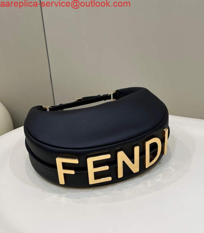 Replica Fendi 8BR799 Fendigraphy Medium Black laminated leather bag 3