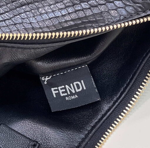 Replica Fendi 8BR798 Fendigraphy Small Snake skin Leather bag Black 4