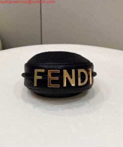 Replica Fendi 7AS089 Nano Fendigraphy Black Snake skin leather Charm 80056S 2