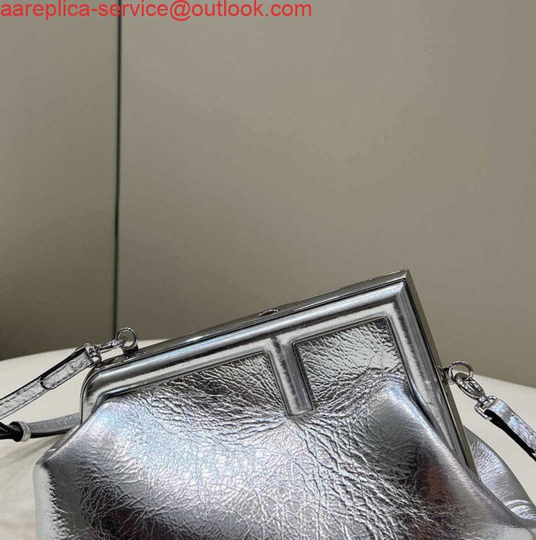 Replica Fendi 8BP129 First Small Silver laminated leather bag 80018M 4