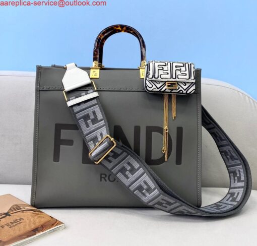 Replica Fendi 8BH386 Sunshine Medium Bag 8266S Dark Grey leather shopper