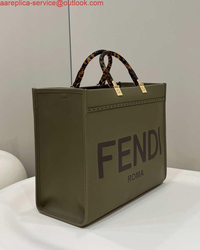 Replica Fendi 8BH386 Sunshine Medium Bag 8266S Green leather shopper