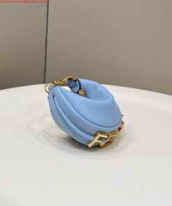 Replica Fendi 7AS089 Nano Fendigraphy Light blue leather Charm 80056S