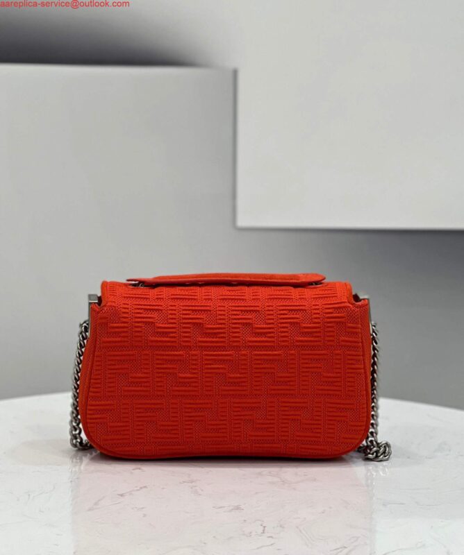 Replica Fendi 8BR793 Midi Baguette Chain FF Fabric Bag Red