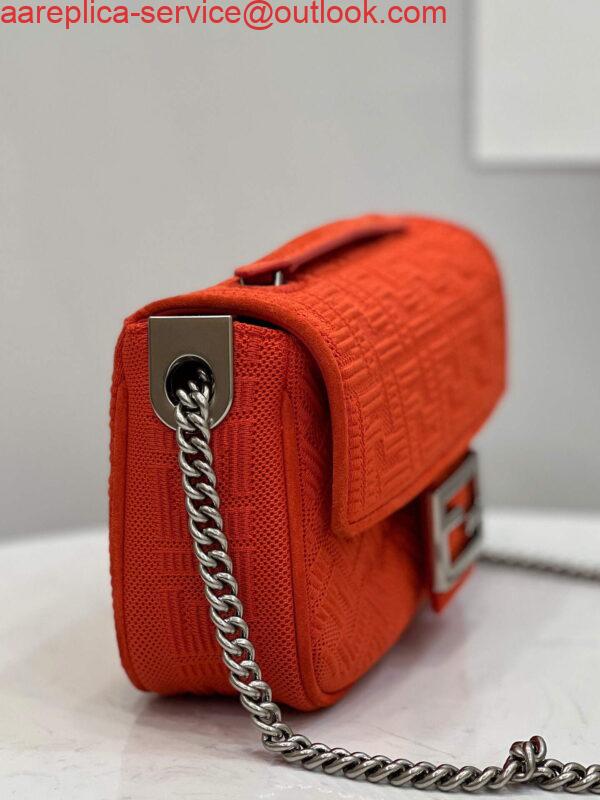 Replica Fendi 8BR793 Midi Baguette Chain FF Fabric Bag Red 2