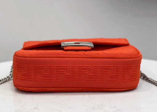 Replica Fendi 8BR793 Midi Baguette Chain FF Fabric Bag Red 3