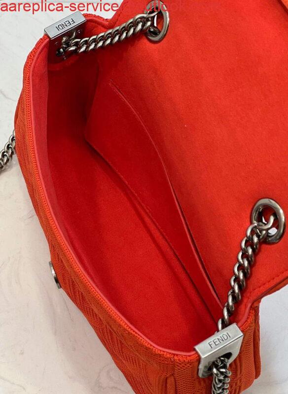 Replica Fendi 8BR793 Midi Baguette Chain FF Fabric Bag Red 8