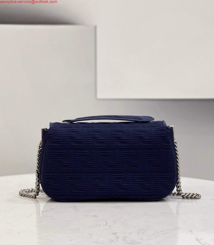 Replica Fendi 8BR793 Midi Baguette Chain FF Fabric Bag Blue