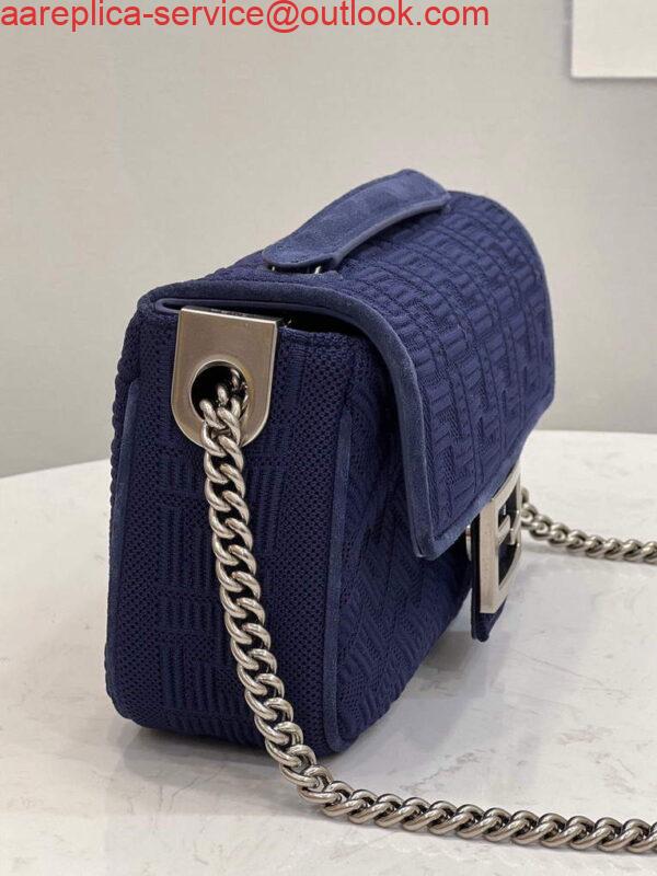 Replica Fendi 8BR793 Midi Baguette Chain FF Fabric Bag Blue 2