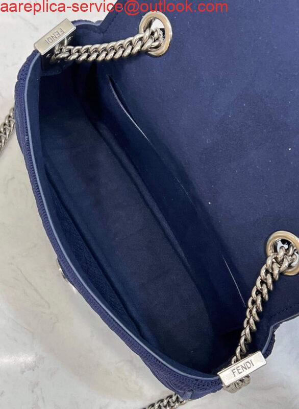 Replica Fendi 8BR793 Midi Baguette Chain FF Fabric Bag Blue 8