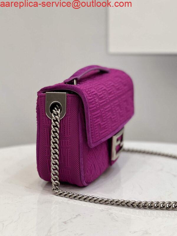 Replica Fendi 8BR793 Midi Baguette Chain FF Fabric Bag Purple 2