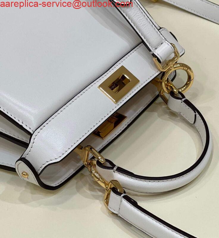 Replica Fendi 8BN335 Peekaboo ISeeU Petite Padded Nappa Leather Bag White 4