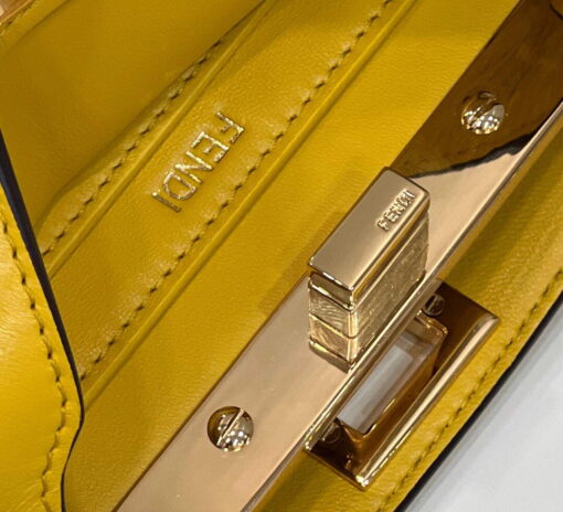 Replica Fendi 8BN335 Peekaboo ISeeU Petite Padded Nappa Leather Bag Yellow 6