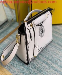 Replica Fendi 8BN290 PEEKABOO Iconic medium white leather FF print Bag 2