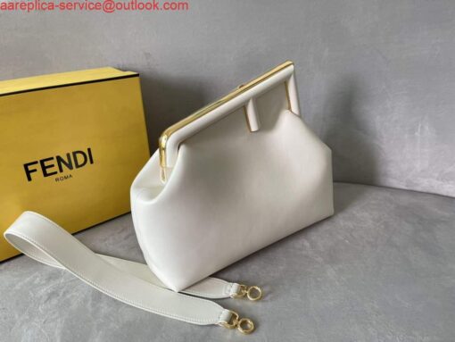 Replica Fendi FIRST 8BP127 Medium Bag White Leather