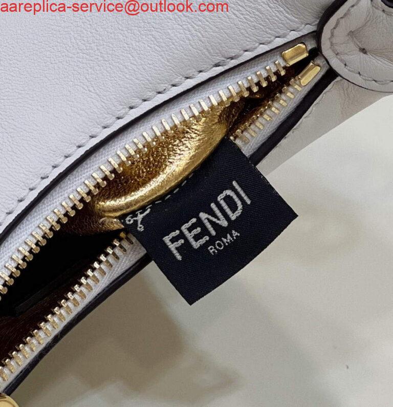 Replica Fendi Nano Fendigraphy Black Leather Charm 7AS089 White 7