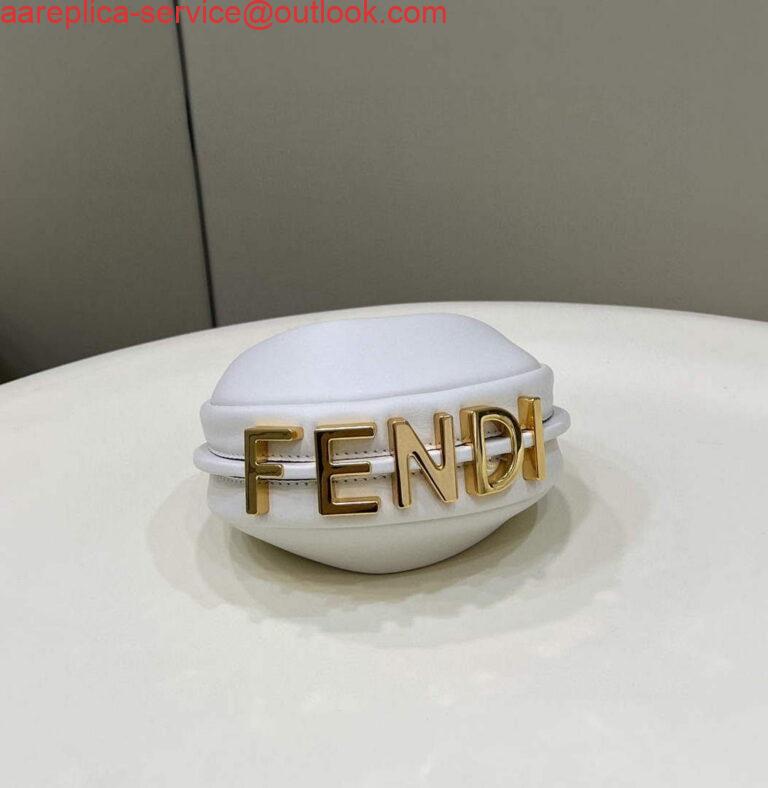 Replica Fendi Nano Fendigraphy Black Leather Charm 7AS089 White 8