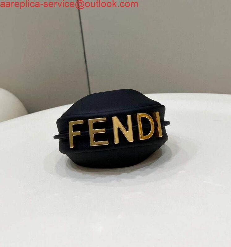 Replica Fendi Nano Fendigraphy Black Leather Charm 7AS089 Black 5