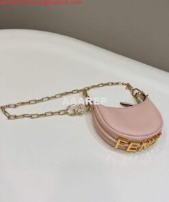 Replica Fendi Nano Fendigraphy Black Leather Charm 7AS089 Pink