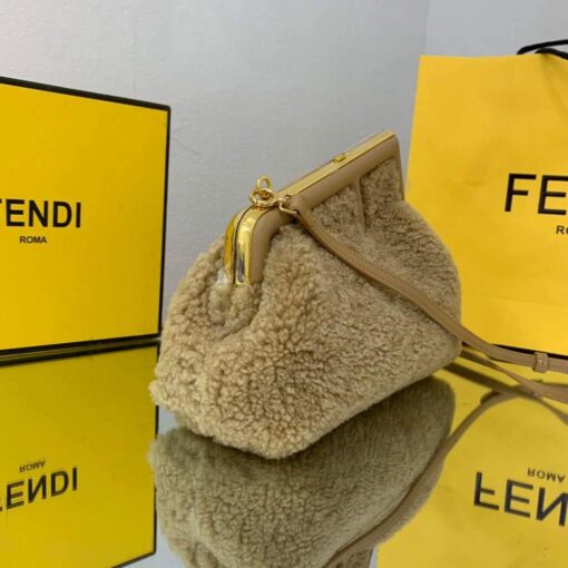 Replica Fendi First Small Sheepskin Bag 8BP129 Tan 2