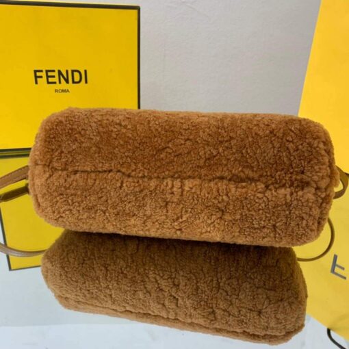 Replica Fendi First Small Sheepskin Bag 8BP129 Brown 8