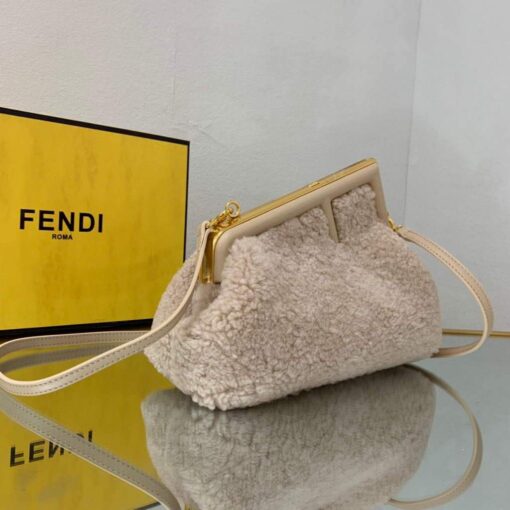 Replica Fendi First Small Sheepskin Bag 8BP129 Beige 2