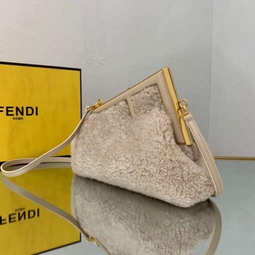 Replica Fendi First Small Sheepskin Bag 8BP129 Beige 3