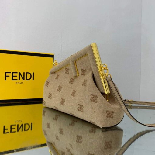 Replica Fendi First Small flannel Bag 8BP129 Tan 3