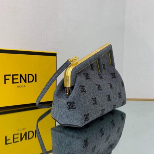 Replica Fendi First Small flannel Bag 8BP129 Blue 2