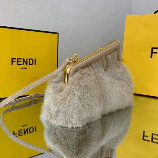 Replica Fendi FIRST Small Bag Fox fur Bag 8BP129 Apricot 2