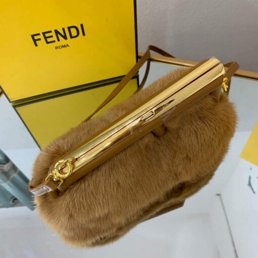 Replica Fendi FIRST Small Bag Fox fur Bag 8BP129 Brown 4