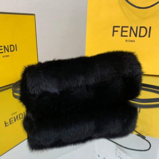 Replica Fendi FIRST Small Bag Fox fur 8BP129 Black 8