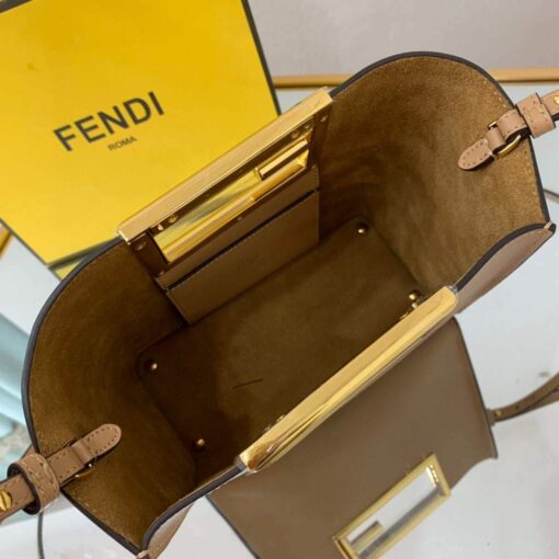 Replica Fendi 8BS054 fendi way small Apricot Leather Bag 6