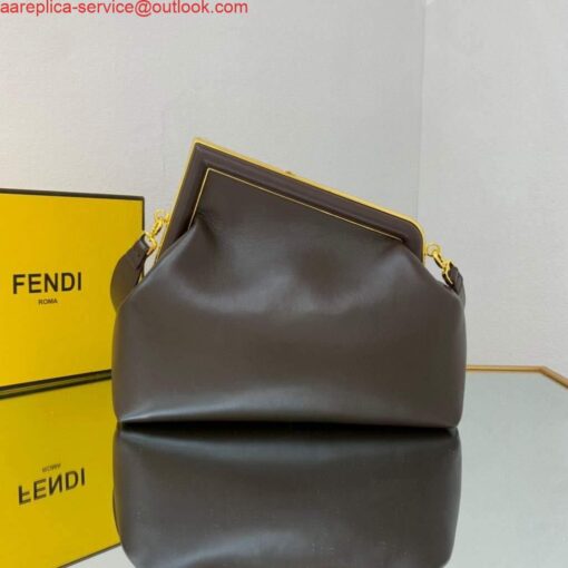 Replica Fendi FIRST Medium Bag Dark Brown Leather 8BP127