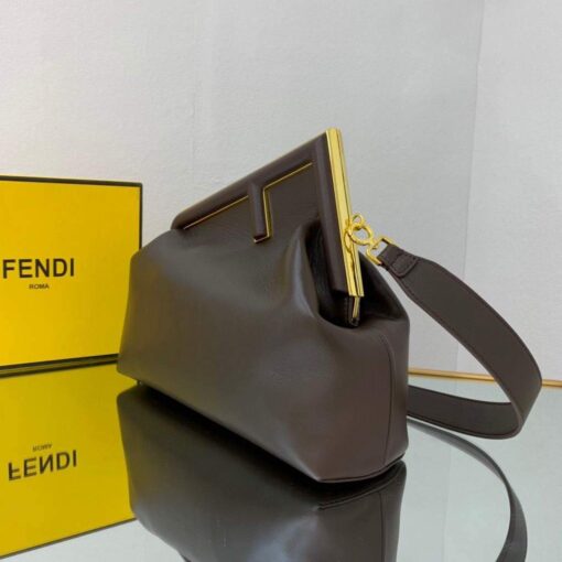 Replica Fendi FIRST Medium Bag Dark Brown Leather 8BP127 3