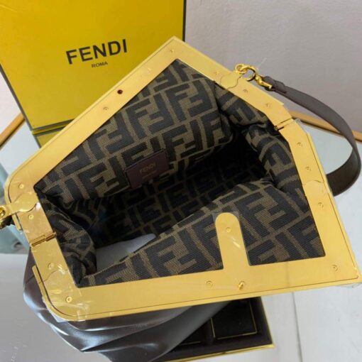 Replica Fendi FIRST Medium Bag Dark Brown Leather 8BP127 5