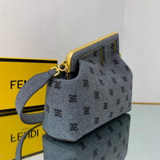 Replica Fendi FIRST Medium Bag Blue flannel bag with embroidery 8BP127 2