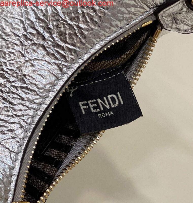 Replica Fendi Nano Fendigraphy Black Leather Charm 7AS089 Silver 7