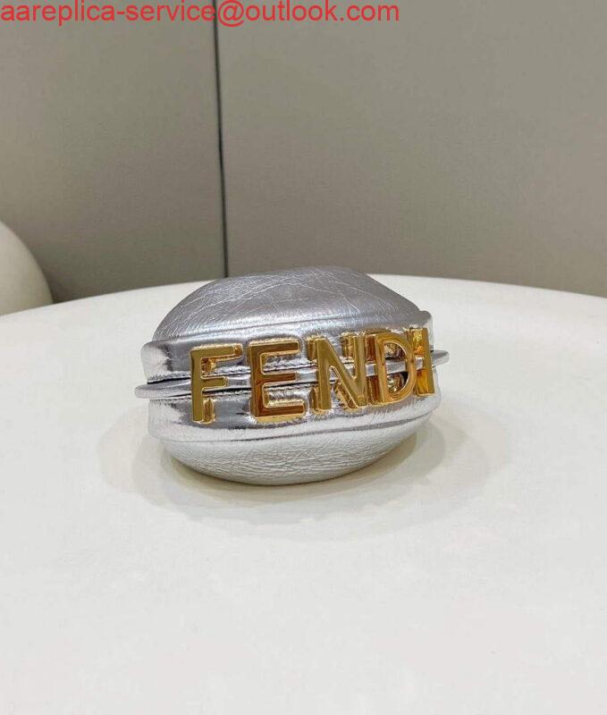 Replica Fendi Nano Fendigraphy Black Leather Charm 7AS089 Silver 8