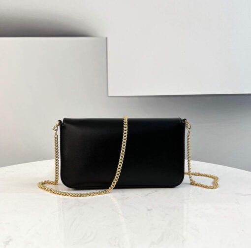 Replica Fendi 8521 Baguette Chain Midi Shoulder Bag Black 2