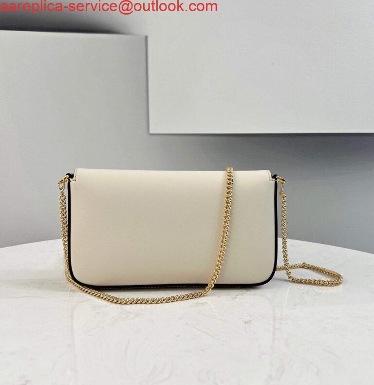 Replica Fendi 8521 Baguette Chain Midi Shoulder Bag White 2